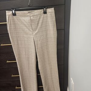 Elie Tahari Beige Plaid Boot Cut Pants